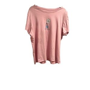 Life Is Good Pink Tee with Daisy Graphic
